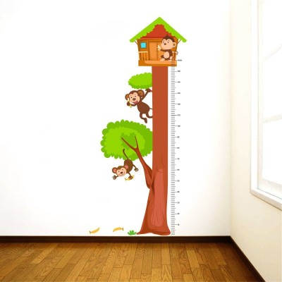 ZEN TREK 45 cm Growth Chart With Monkeys Wall Stickers Self Adhesive Sticker(Pack of 1)