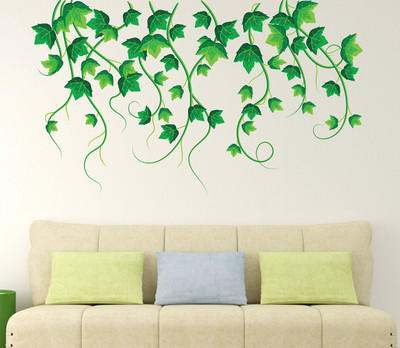 Wallzone 75 cm Green Leaves Removable Sticker(Pack of 1)