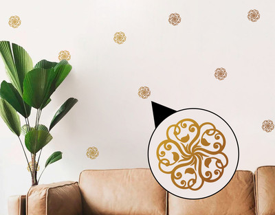 WALLDESIGN 3 inch Flower Swirl Pattern Copper Colour Set Of 60 For Bedroom,Kids-Metallic Finish Self Adhesive Sticker(Pack of 60)