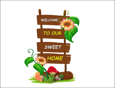 Sahaj Décor 58 cm Welcome to our sweet home and tree wall sticker size (65x91cm) Self Adhesive Sticker(Pack of 1)