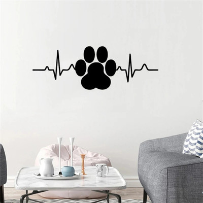 SnappyVinyl 57 cm Dog Paw Print Heartbeat Self Adhesive Sticker(Pack of 1)