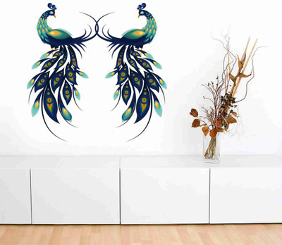 Stickerberry 60 cm Peacock wall sticker for Home decor 60 CM X 60 CM Self Adhesive Sticker(Pack of 1)
