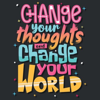 surmul 20 cm Change Your Thoughts and Change Your World Poster Best Quotes 8x8 Inch Self Adhesive Sticker(Pack of 1)