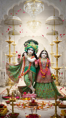 swaroopa 16.5 inch Shri krishna Radha Sticker Self Adhesive Sticker(Pack of 1)