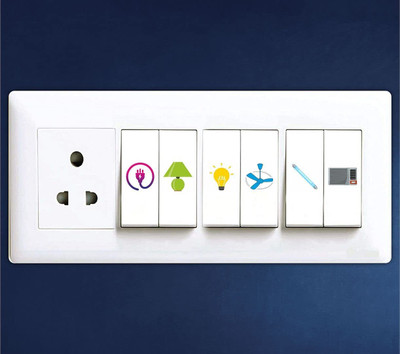 Autocube 1 cm Electric Board Switch ID Sticker Clear Vinyl Labels 2-A4 Sheet for Home, Office Self Adhesive Sticker(Pack of 1)