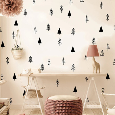 SnappyVinyl 8 cm Minimalist Tree Self Adhesive Sticker(Pack of 1)