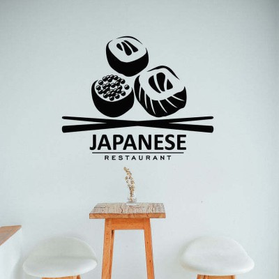 SnappyVinyl 33 cm Japanese Sushi Bar Restaurant Fresh Self Adhesive Sticker(Pack of 1)