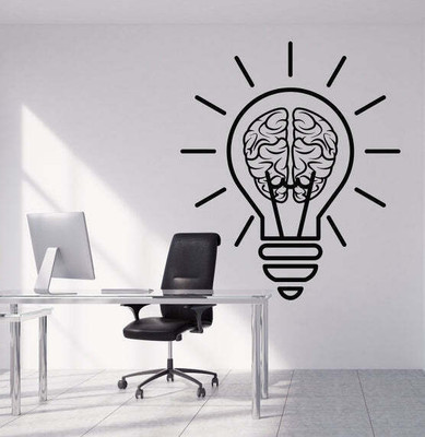 SnappyVinyl 27 cm Bulb Idea Brain Self Adhesive Sticker(Pack of 1)