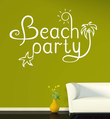 SnappyVinyl 27 cm Sticker Words Beach Party Self Adhesive Sticker(Pack of 1)