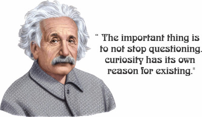 SR ENTERPRISE 1 cm questioning quotes by Albert einstein(77x46) Self Adhesive Sticker(Pack of 1)