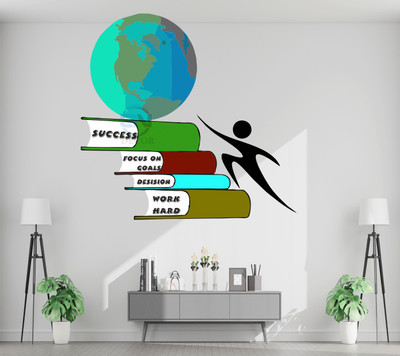 GN DECOR 45 cm 45cm Learning - Work Hard -Knowledge - focus your Goal - Office - School Self Adhesive Sticker(Pack of 1)