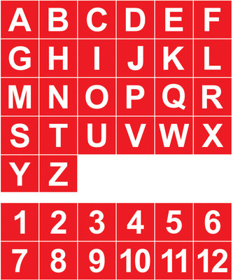 ShubhFly 2.5 cm A to Z Alphabet and 1 to 12 Numbers Stickers 25 MM Square Waterproof Removable Sticker(Pack of 2)