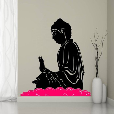 Merical 65 cm Buddha in Meditation Wall Sticker Self Adhesive Sticker(Pack of 1)