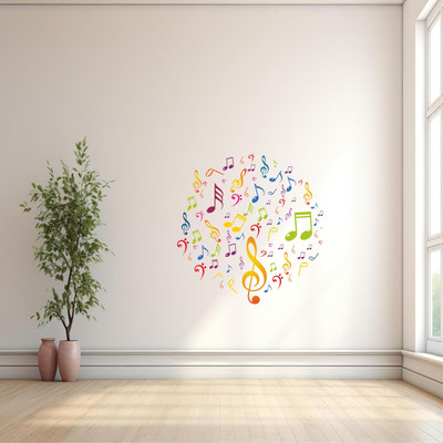 decorplusdecal 18 inch Colorful Musical Notes Wall Decal, Rainbow WALL STICKER Self Adhesive Sticker(Pack of 1)