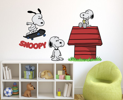 Wallzone 80 cm Snoopy Removable Sticker(Pack of 2)