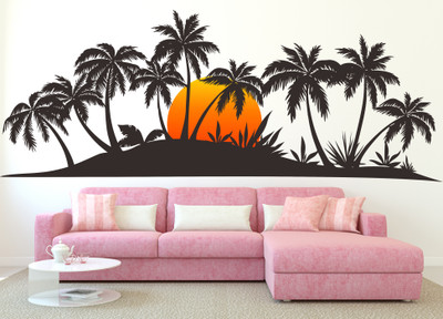Flipkart SmartBuy 120 cm Black Tree With Sun Rise Extra Large Vinyl Wallstickers For Home Decorations Self Adhesive Sticker(Pack of 1)