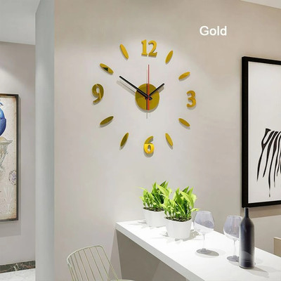 FASTQT 70 cm Frameless 3D Acrylic Diy Wall Clock Self Adhesive Sticker(Pack of 1)