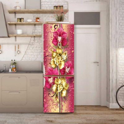 ADVANCE SERVICES 160 cm Purple Print Adhesive PVC Vinyl Fridge Wrap sticker (160 cm X 60 cm) Self Adhesive Sticker(Pack of 1)