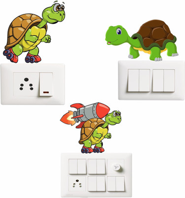 SR ENTERPRISE 10 cm Funny Tortoise Self Adhesive Sticker(Pack of 1)