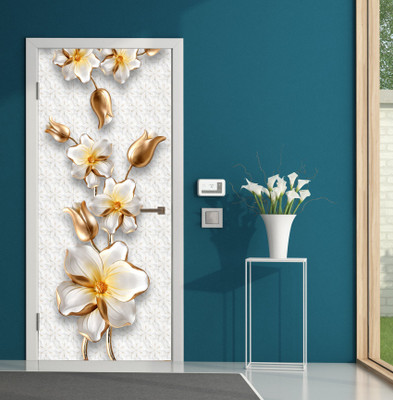 We Kreate 213 cm 3D Floral Royal Door wallpaper Self Adhesive Sticker(Pack of 1)