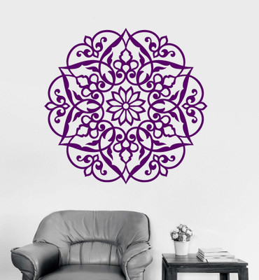 SnappyVinyl 30 cm Decal Lotus Mandala Ornament Self Adhesive Sticker(Pack of 1)