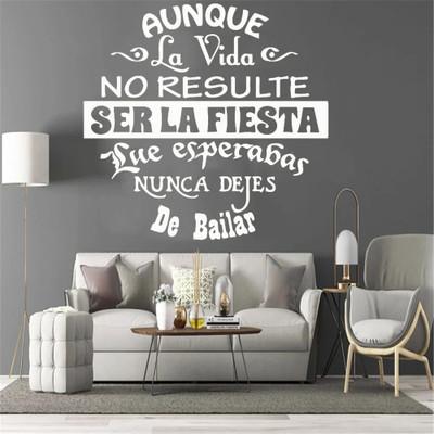 SnappyVinyl 28 cm New spanish phrase white Self Adhesive Sticker(Pack of 1)