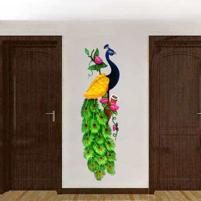 Approach Decor 96 cm Beautifull Peacock Wall Sticeker For Kids room Bedroom Living Room Self Adhesive Sticker(Pack of 1)