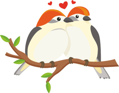 Epithet Studio 58 cm Love Birds Sparrow Colorful on Branch StickerWall Sticker and Home Décor Self Adhesive Sticker(Pack of 1)