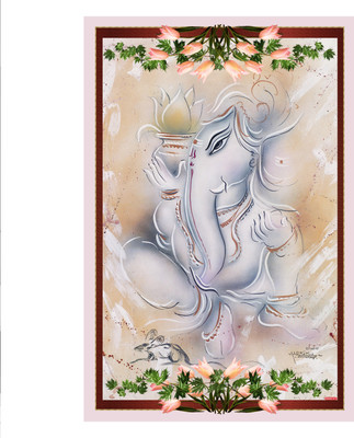 ZEN TREK 45 cm Vaikuntam Ganesha Ji Sparkle Lamination Sticker Self Adhesive Sticker(Pack of 1)