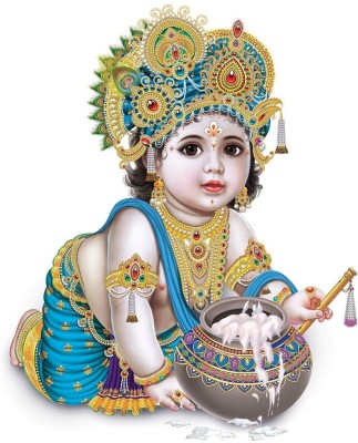 Asmi Collections 60 cm Little God Krishna with Flute Self Adhesive Sticker(Pack of 1)