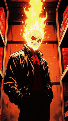 swaroopa 16.5 inch Ghost Rider Sticker Self Adhesive Sticker(Pack of 1)