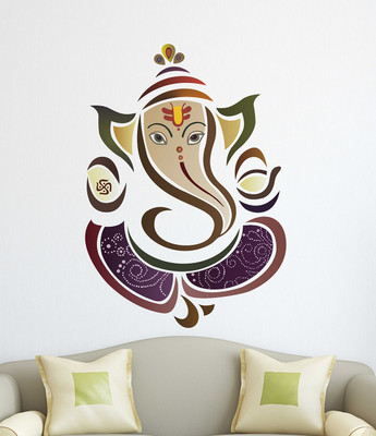 Tuffuk 65 cm Lord Ganesh | Wall Stickers | PVC Vinyl | Non-Reusable Sticker | Self Adhesive Sticker(Pack of 1)
