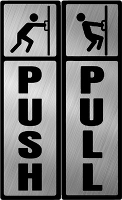 KCG 18 cm Self Adhesive Push and Pull Sign Stickers - Set of 2 Push & 2 Pull Self Adhesive Sticker(Pack of 2)