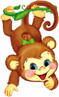 SR ENTERPRISE 27 cm ''Funny Monkey'' Wall Sticker (Medium) Self Adhesive Sticker(Pack of 1)