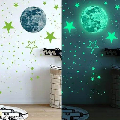Sanu Creation 10 cm Night Glowing Sticker Glow in the Dark Sticker(Pack of 6)
