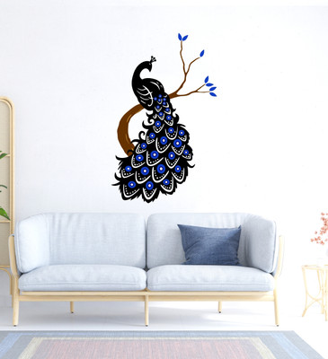 Decal O Decal 70 cm Beautiful Peacock on Tree Self Adhesive Sticker(Pack of 1)