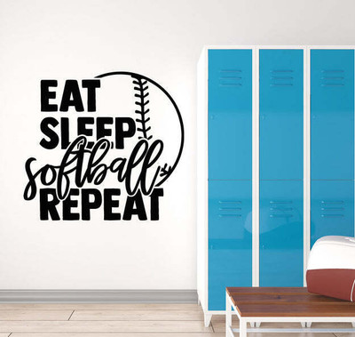 Xskin 27 cm Eat Sleep Softball Repeat Team Ball Self Adhesive Sticker(Pack of 1)