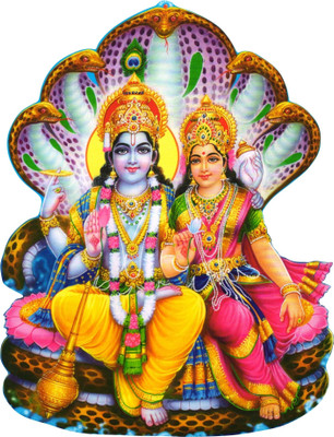 Saiii Designs 58 cm Vishnu Dev And Mata Self Adhesive Sticker(Pack of 1)