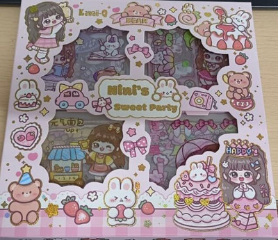 Kavid 18 cm Sweet Party Kawaii Sticker - 100 Sheets of Cute Washi Stickers Removable Sticker(Pack of 1)
