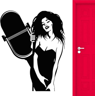 SnappyVinyl 27 cm Club Singer Girl Retro Music Self Adhesive Sticker(Pack of 1)