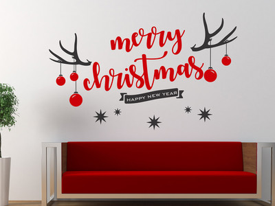 Wallzone 100 cm Merry Chritmas Removable Sticker(Pack of 1)