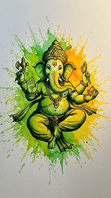 swaroopa 16.5 inch Shri Ganesha sticker Self Adhesive Sticker(Pack of 1)