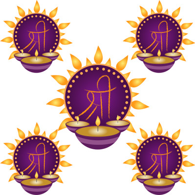 STIXY 13 cm Premium Shri Diya Mandala Waterproof Sticker – Set of 5 Self Adhesive Sticker(Pack of 5)