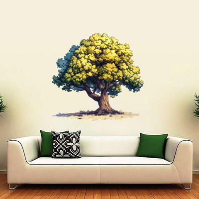 SoFFXia 18 inch Trendy Design Tree Wall Sticker For Living Room, Home Decorative, Hall ED_1051 Self Adhesive Sticker(Pack of 1)