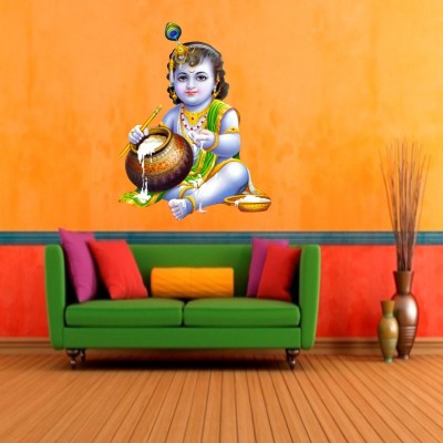 Dilight Art 56 cm Size, Little Shree Krishna Design Wall Self Adhesive Sticker(Pack of 1)