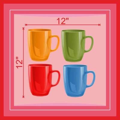 Decoar Nirmal 12 inch Kittens cups for tea sets wall sticker size (12x12 inch) Self Adhesive Sticker(Pack of 1)