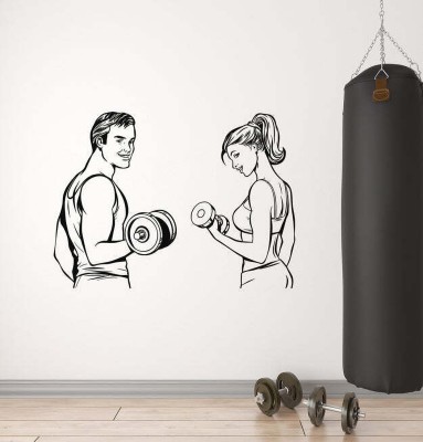 SnappyVinyl 33 cm Health Bodybuilding Fitness Club Man Self Adhesive Sticker(Pack of 1)