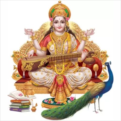 crystalsign 70 cm Ma Saraswati New Modern Art for Living Room, Bedroom and Home Decoration Self Adhesive Sticker(Pack of 1)