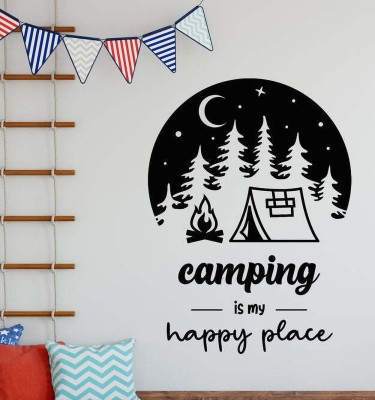 SnappyVinyl 33 cm Camping King Camp Hobby Tourism Self Adhesive Sticker(Pack of 1)