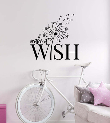 SnappyVinyl 33 cm Phrase Make A Wish Dandelions Self Adhesive Sticker(Pack of 1)